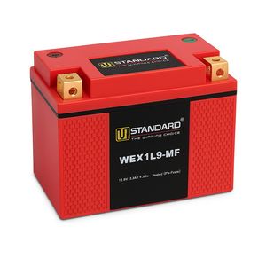 باتری موتورسیکلت 12ولت 9 آمپر دبلیو استاندارد مدل wex1l9 mf